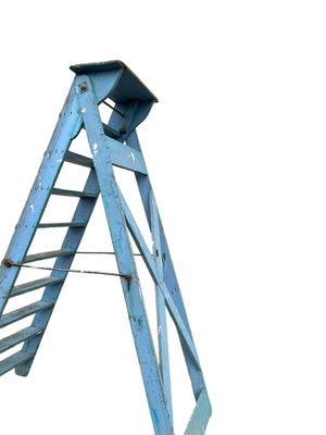 French Blue Painted Step Ladder, 1940s-WZZ-1754461