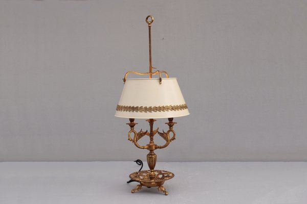 French Bouillotte Table Lamp with Swans, 1910s-DUM-1755795