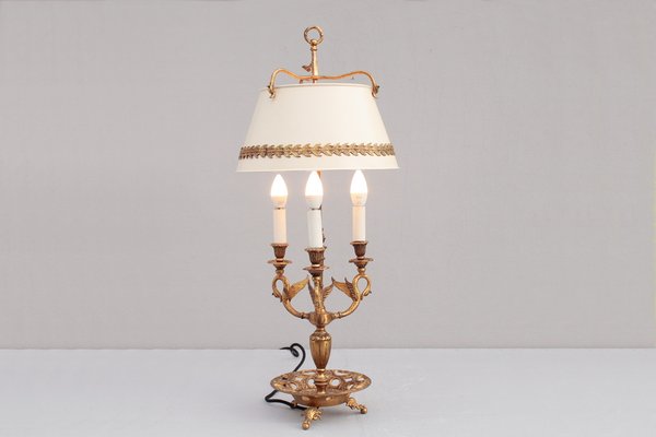 French Bouillotte Table Lamp with Swans, 1910s-DUM-1755795