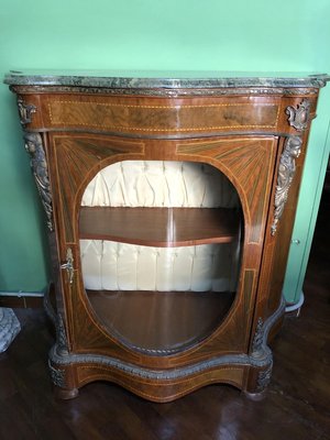 French Boulle with Marble Top, 1950s-OLY-826551