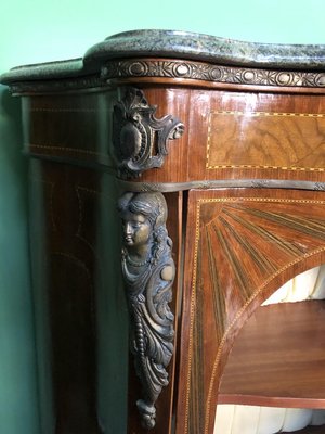 French Boulle with Marble Top, 1950s-OLY-826551