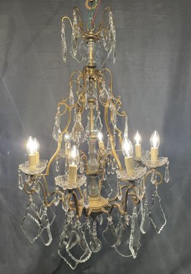 French Brass and Crystal Chandelier-NSG-1364888