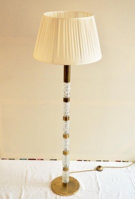 French Brass and Glass Floor Lamp, 1940s-TKR-798231