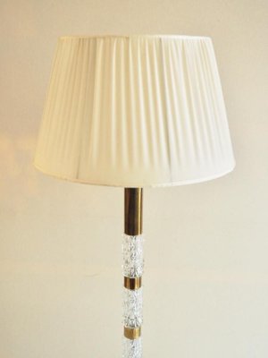 French Brass and Glass Floor Lamp, 1940s-TKR-798231