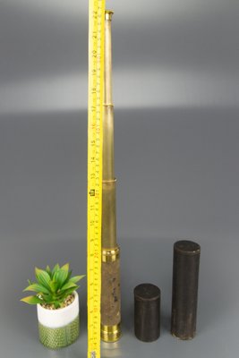 French Brass and Leather Three Draw Telescope, Late 19th Century-KEG-1086487