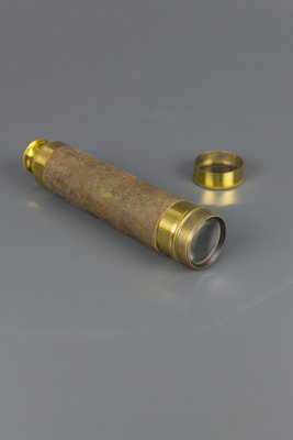 French Brass and Leather Three Draw Telescope, Late 19th Century-KEG-1086487