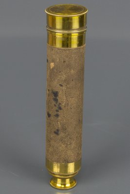 French Brass and Leather Three Draw Telescope, Late 19th Century-KEG-1086487