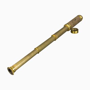 French Brass and Leather Three Draw Telescope, Late 19th Century-KEG-1086487