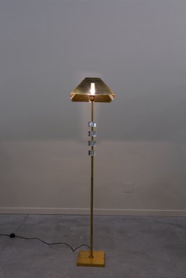 French Brass and Methacrylate Floor Lamp, 1980s-UJE-1401233