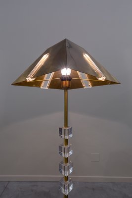 French Brass and Methacrylate Floor Lamp, 1980s-UJE-1401233