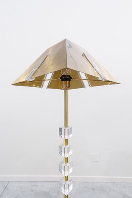 French Brass and Methacrylate Floor Lamp, 1980s-UJE-1401233