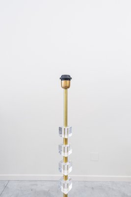 French Brass and Methacrylate Floor Lamp, 1980s-UJE-1401233