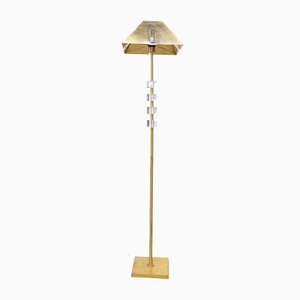 French Brass and Methacrylate Floor Lamp, 1980s-UJE-1401233