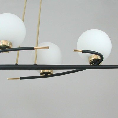 French Brass and Opaline Glass Chandelier from Maison Arlus, 1960s-OE-904183