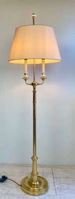 French Brass and Porcelain Bouillotte Floor Lamp-WZZ-1175274