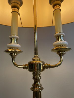 French Brass and Porcelain Bouillotte Floor Lamp-WZZ-1175274