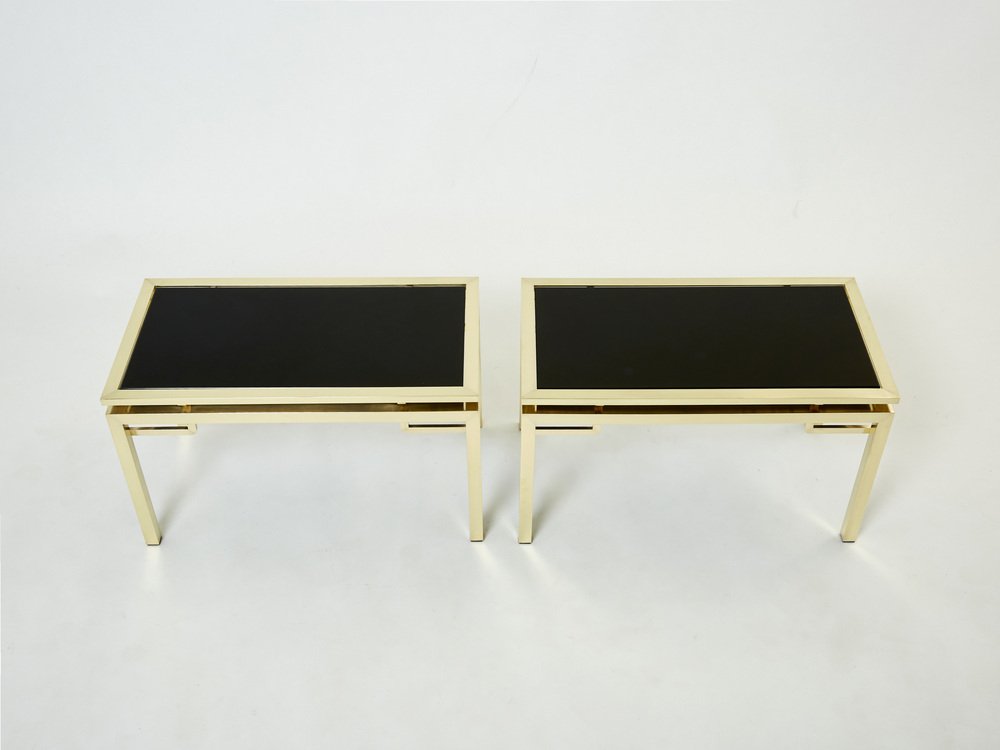 French Brass End Tables by Guy Lefevre for Maison Jansen, 1970s, Set of 2