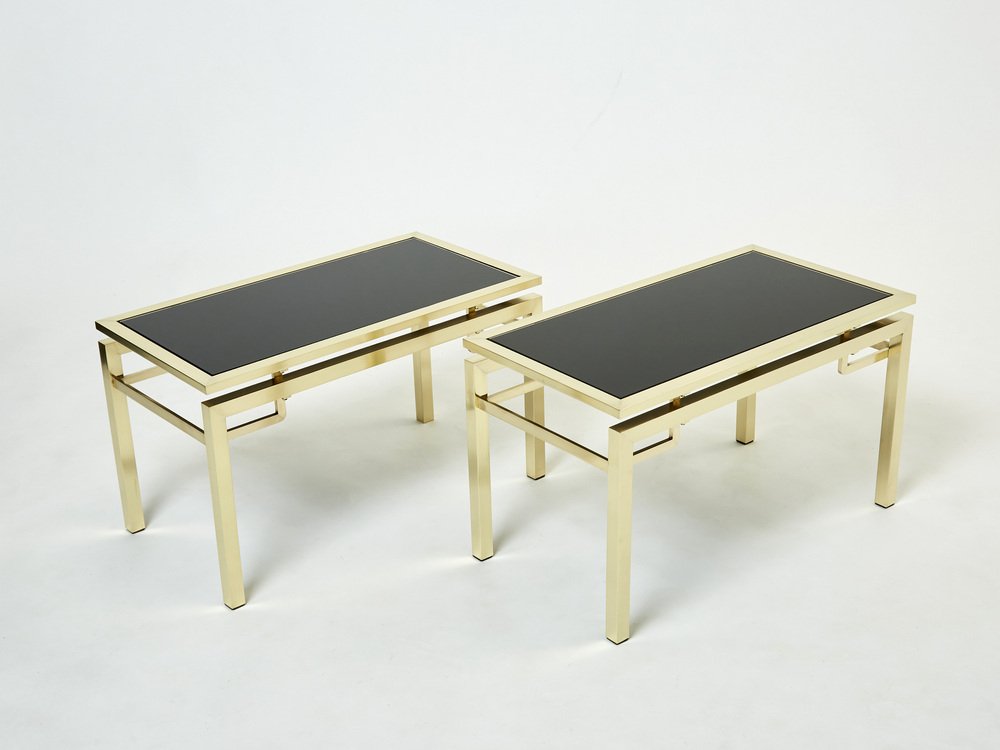 French Brass End Tables by Guy Lefevre for Maison Jansen, 1970s, Set of 2