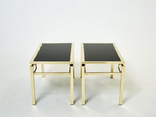 French Brass End Tables by Guy Lefevre for Maison Jansen, 1970s, Set of 2-YJA-1122108