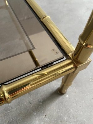 French Brass, Faux Bamboo & Smoked Glass Coffee Table, 1960s-DHH-585020