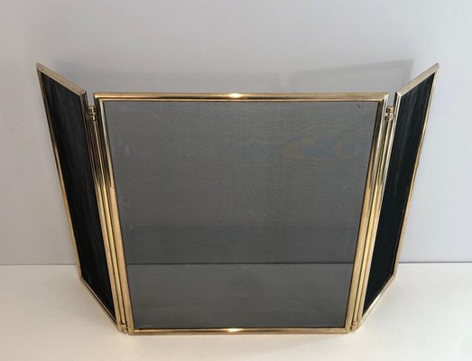 French Brass Folding Fireplace Screen, 1970s-BA-914581