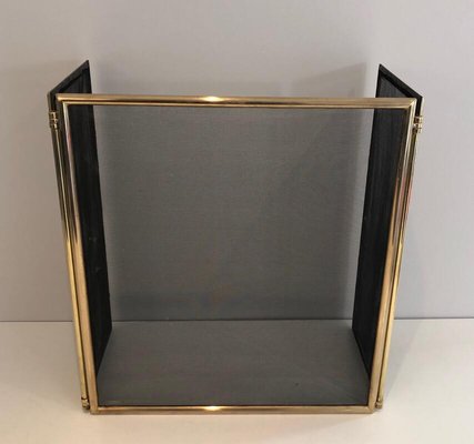 French Brass Folding Fireplace Screen, 1970s-BA-914581