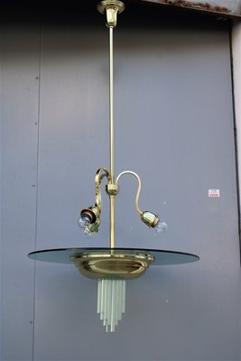 French Brass & Glass Ceiling Lamp by Jean Perzel, 1940s-EH-883149