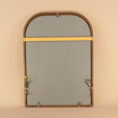 French Brass Mirror with Lighting, 1950s-KDB-2041952