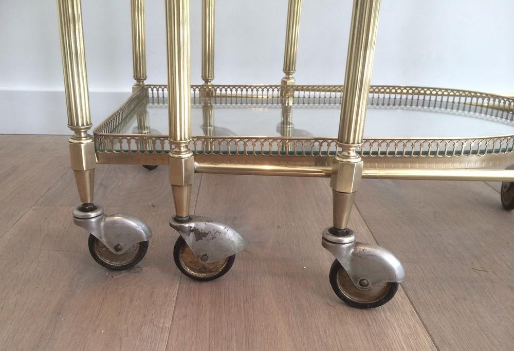 French Brass Nesting Drinks Trolleys with Removable Trays by Maison Bagués, 1940s, Set of 3