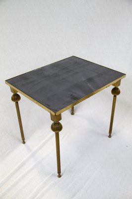 French Brass Nesting Tables with Mirrored Tops, 1950s, Set of 3-BHG-1048618