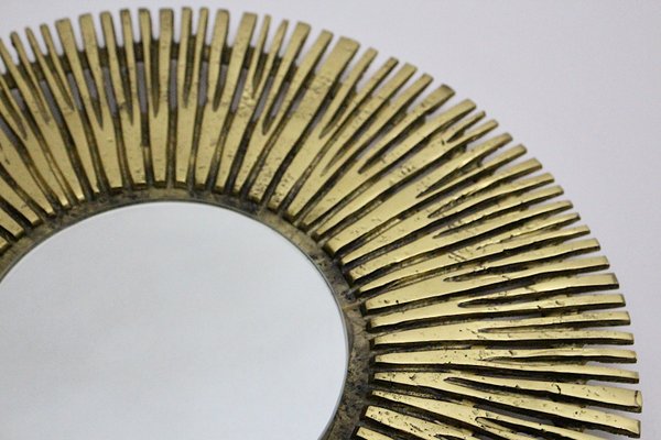 French Brass Sunburst Mirror, 1960s-NB-861673