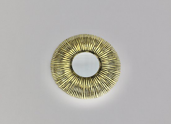 French Brass Sunburst Mirror, 1960s-NB-861673