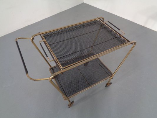 French Brass Tea Cart Attributed to Mathieu Matégot, 1950s-RDW-753333