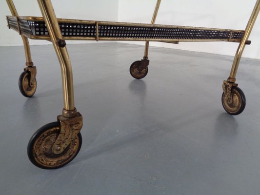 French Brass Tea Cart Attributed to Mathieu Matégot, 1950s-RDW-753333