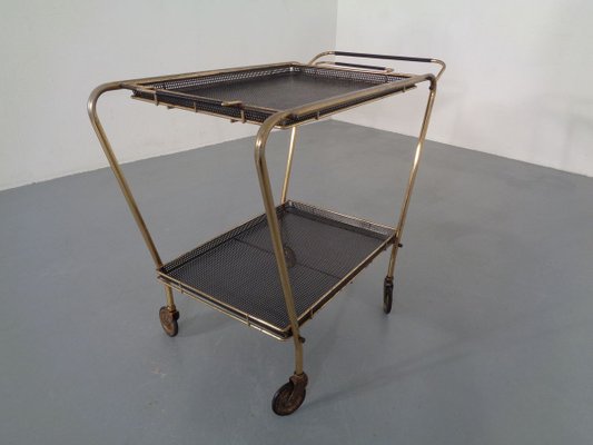 French Brass Tea Cart Attributed to Mathieu Matégot, 1950s-RDW-753333