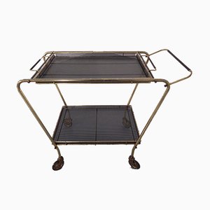 French Brass Tea Cart Attributed to Mathieu Matégot, 1950s-RDW-753333