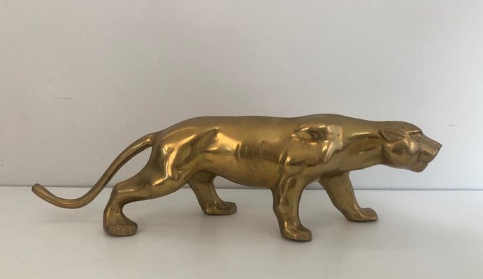 French Brass Tiger Sculpture, 1970s-BA-922417