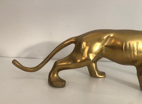 French Brass Tiger Sculpture, 1970s-BA-922417