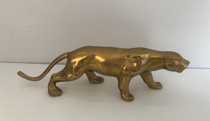 French Brass Tiger Sculpture, 1970s-BA-922417