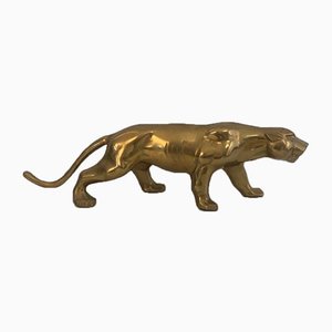 French Brass Tiger Sculpture, 1970s-BA-922417