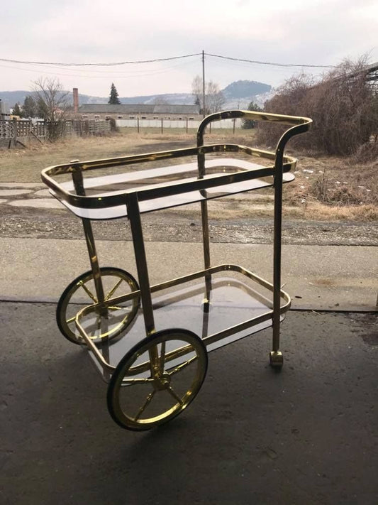 French Brass Two-Tier Bar Cart, 1960s