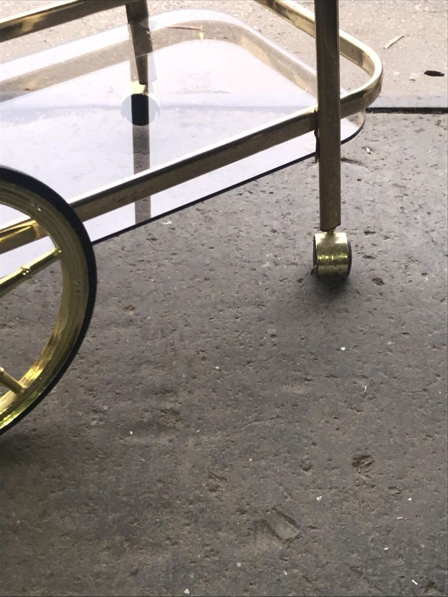 French Brass Two-Tier Bar Cart, 1960s