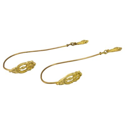 French Bronze and Brass Curtain Tiebacks or Curtain Holders, 1920, Set of 2-KEG-1761410