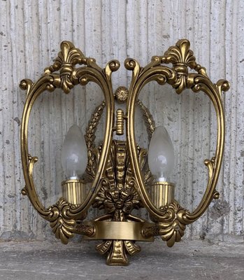 French Bronze and Glass Sconces, 1920s, Set of 3-NOU-715129