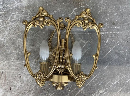 French Bronze and Glass Sconces, 1920s, Set of 3-NOU-715129