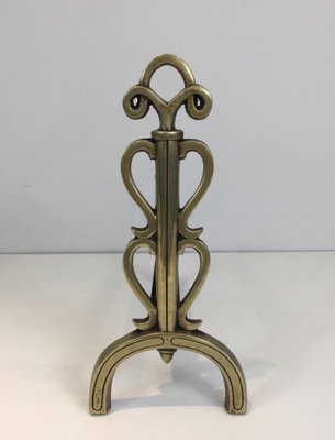 French Bronze and Iron Andirons in Style of Raymond Subes, 1940s, Set of 2-BA-658441