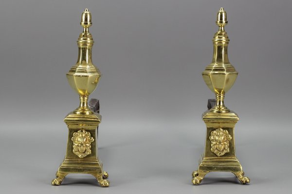 French Bronze and Iron Firedogs, Early 20th Century, Set of 2-KEG-1145647