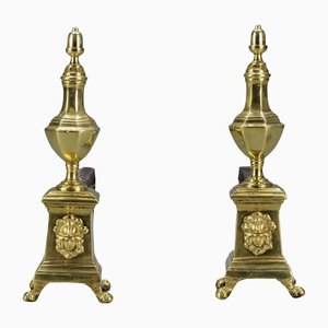 French Bronze and Iron Firedogs, Early 20th Century, Set of 2-KEG-1145647