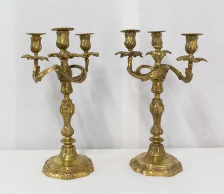 French Bronze Candleholders, 19th Century, Set of 2-RIU-865505