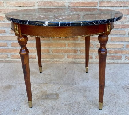 French Bronze Mounted Center, End or Sofa Table with Black Marble Top, 1940s-NOU-1819558